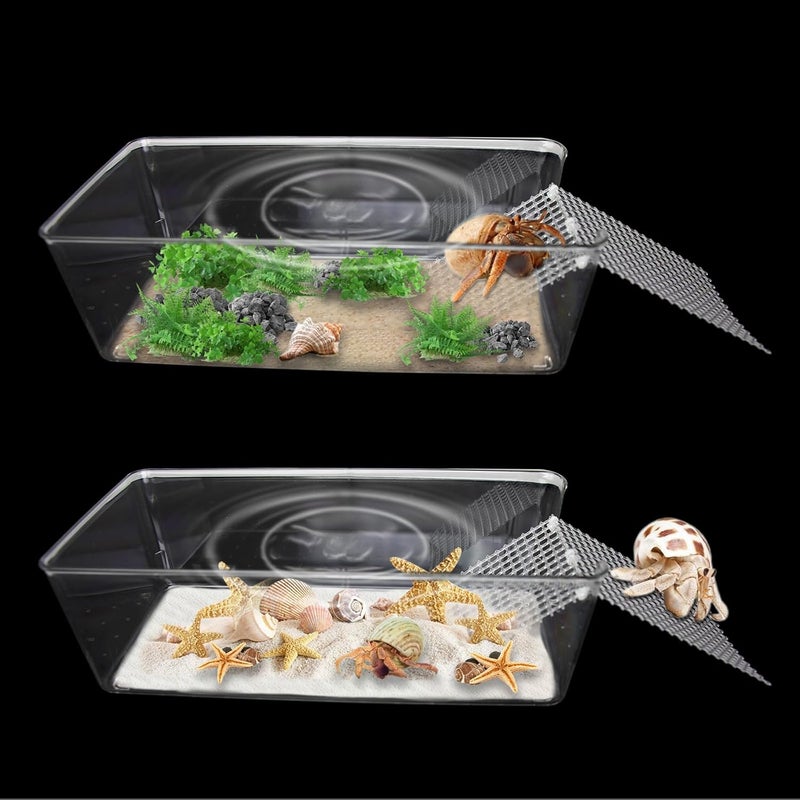 Iffitya 2 Packs Large Hermit Crab Water Tank - Ideal Hermit Crab Pool and Tank Combination - Hermit Crab Water Tank with Cuttable Climbing Ramp - Image 1